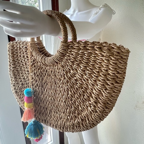 Amazon boho woven straw tote bag - Picture 4 of 8